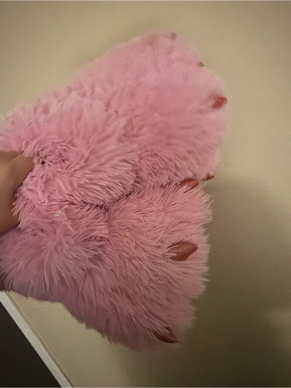 Pink Fluffy Heart Slippers